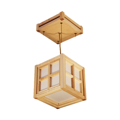 Japanse plafondlamp van hout en rijstpapier